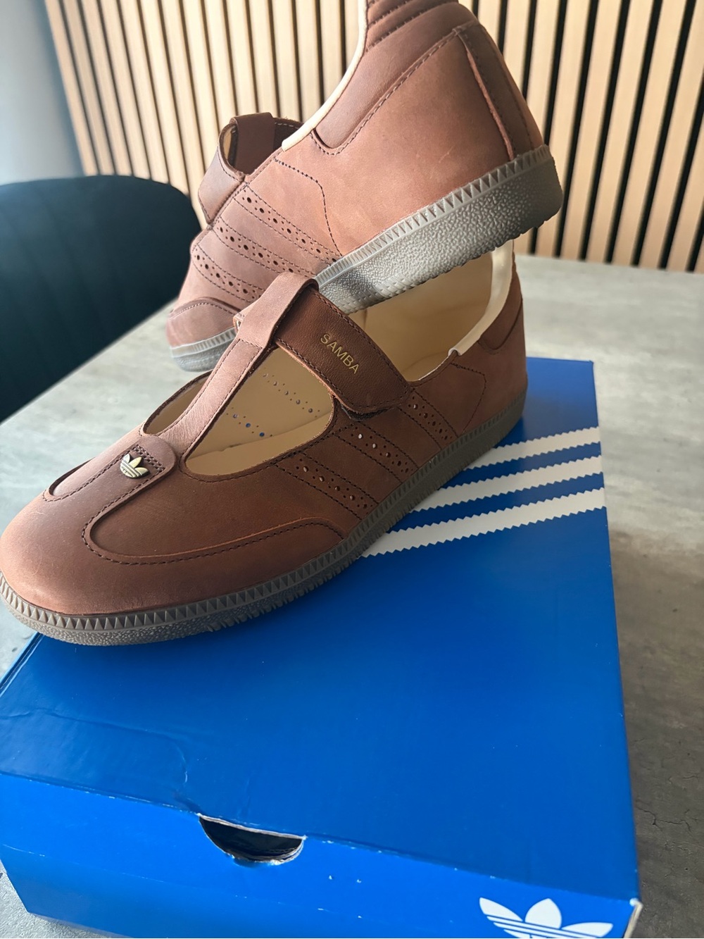 adidas Women's Brown Samba T-Strap Sneakers - Picture 3 of 8